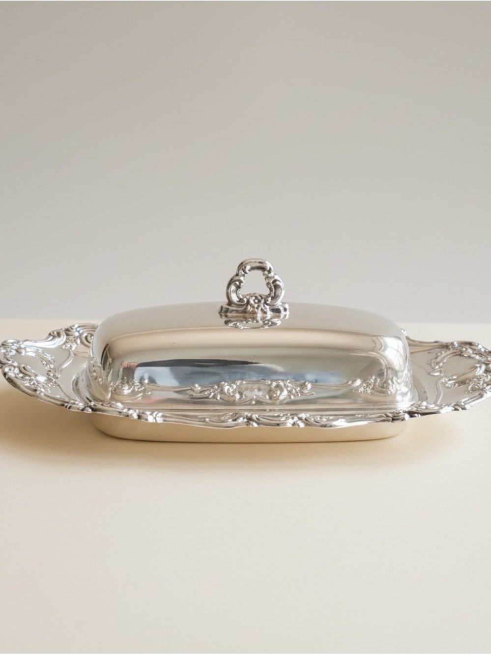 Towle Silver-Plated Ornate Covered Butter Server